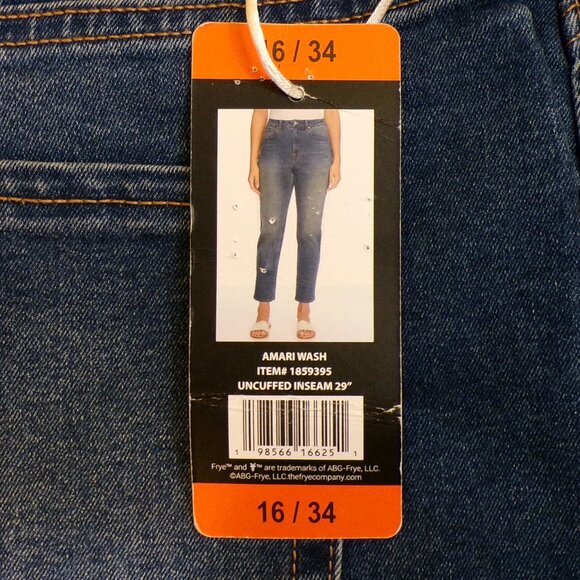 FRYE NWT Women's Cuffed Crop Blue Jean 16/34 - Picture 3 of 6